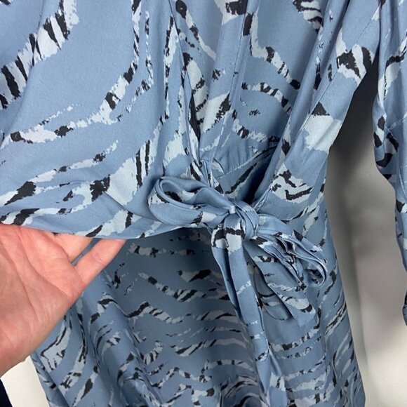 Parker Silk Long Sleeve Ruffle Mini Dress Size 18 Arctic Tiger Print Summer Boho - Picture 9 of 15